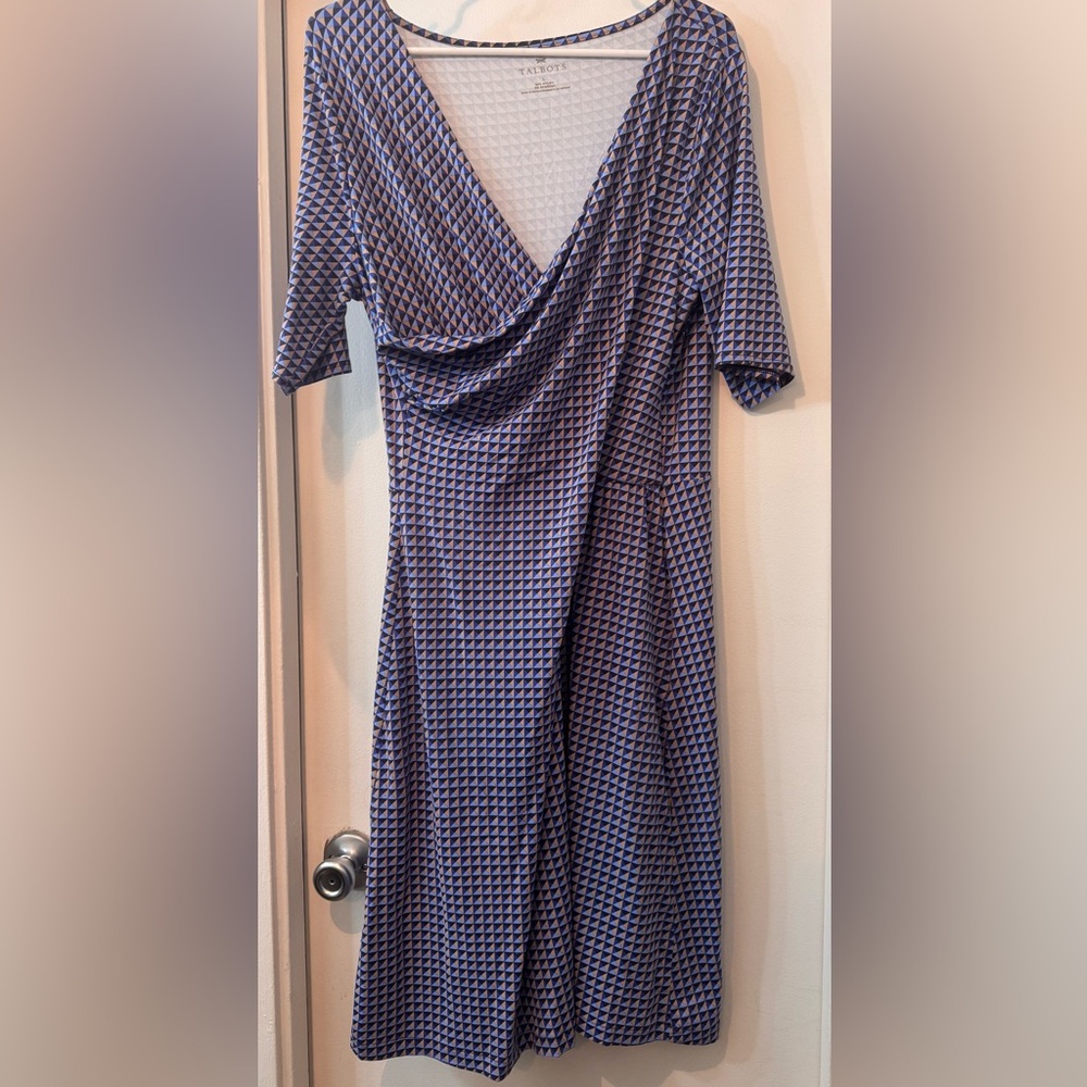 Talbots Asymmetrical Dress in Blue and Black